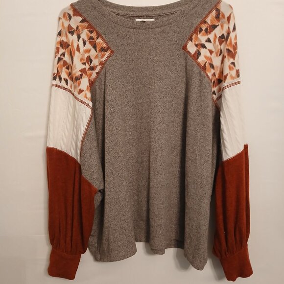 Maurices Womens XL Patchwork Sleeve Knit Top - Picture 1 of 11